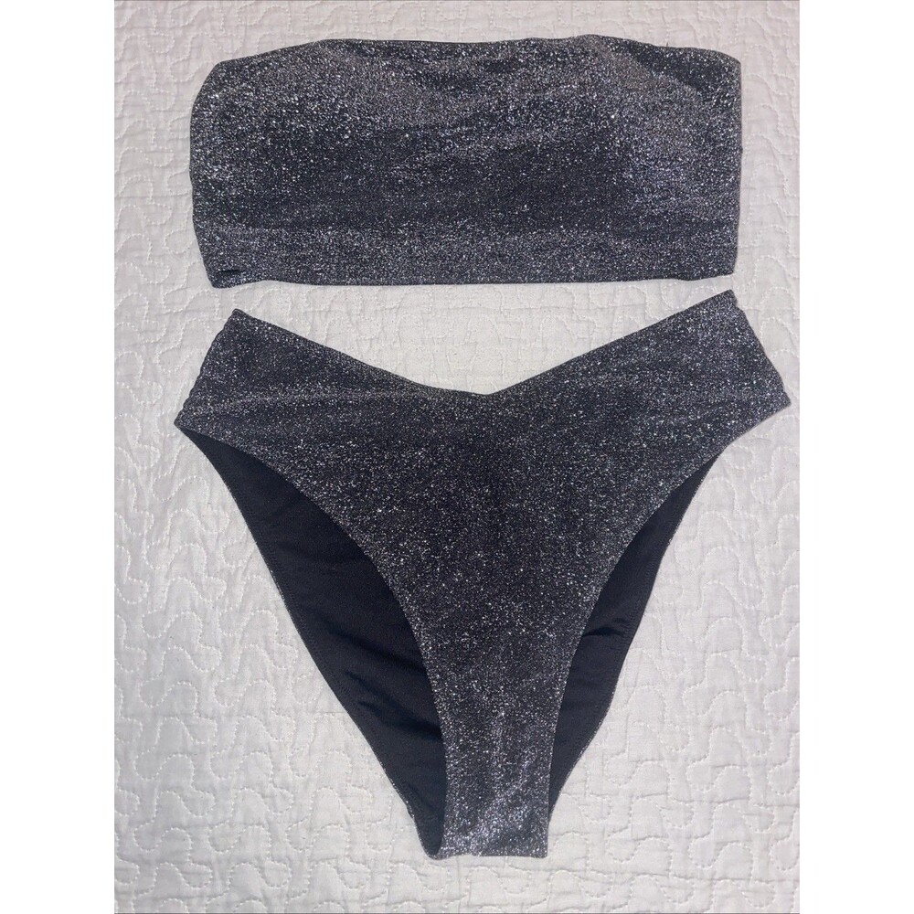 Victoria’s Secret PINK Bathing Suit 2 Piece Women’s Size Medium M Glam Black